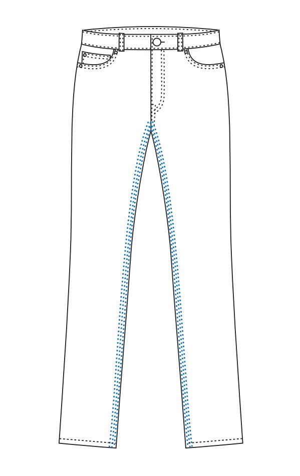 D-FA 320-P ROBOTECH - Mașină de surfilat în două straturi și/sau cusături duble, cum ar fi cusătura de șliț, cusătura spate, cusătura interiorului și cusătura laterală pentru blugi, pantaloni casual în general, haine de lucru, jachete din denim, cu 3 ace