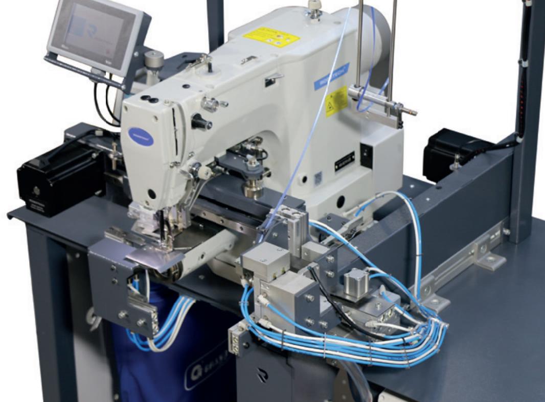 AS 5200 US ROBOTECH - Mașină de cusut Industrială automată de atașare a buclelor pentru agățarea umerașelor din satin și nylon, cu tăiere ultrasonică și sistem de reglare a lungimii buclei.