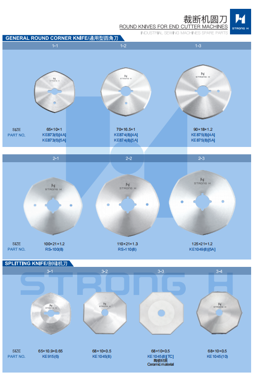 STRONG H - Cuțite pentru mașini de cusut Industriale