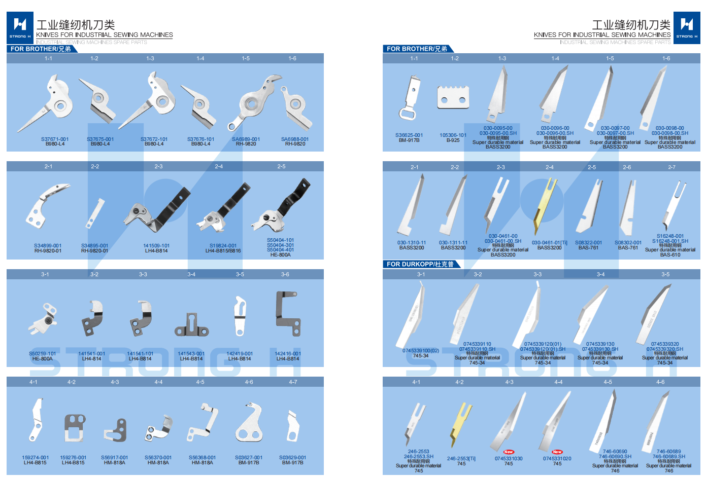 STRONG H -  Cuțite pentru mașini de cusut Industriale