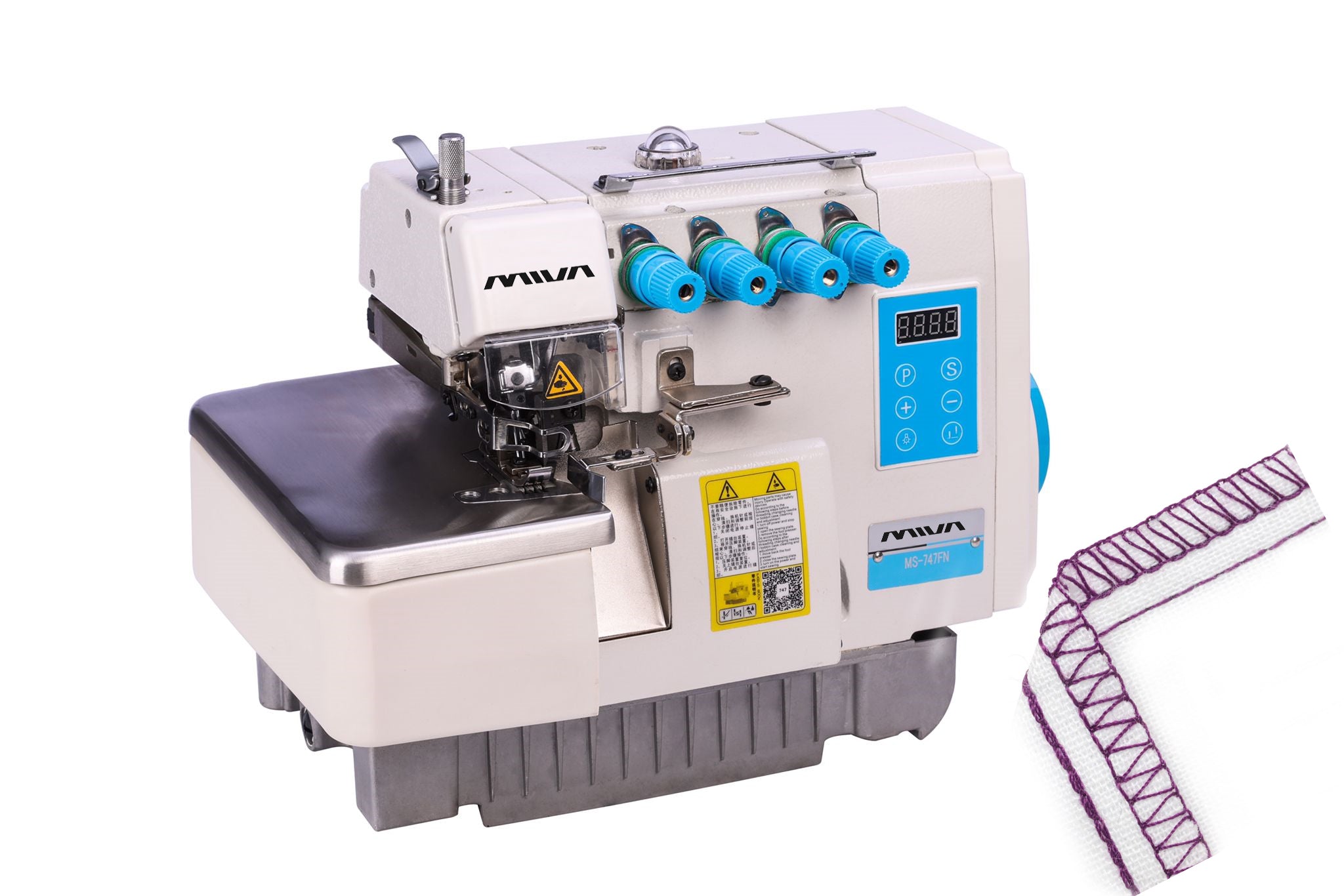 MS-747FN MIVA - Mașină de surfilat Industrială, plană, cusătură tip surfilat, cu 2 ace și 4 fire cu funcții automate, direct drive
