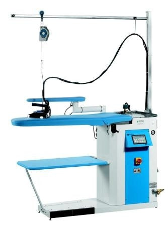 BATTISTELLA ANDROMEDA VAP - Masă de călcat Industrială, cu formă universală, încălzită, vaporizantă și aspirantă cu generator de abur inclus și cu boiler automat, fier de călcat și pompă